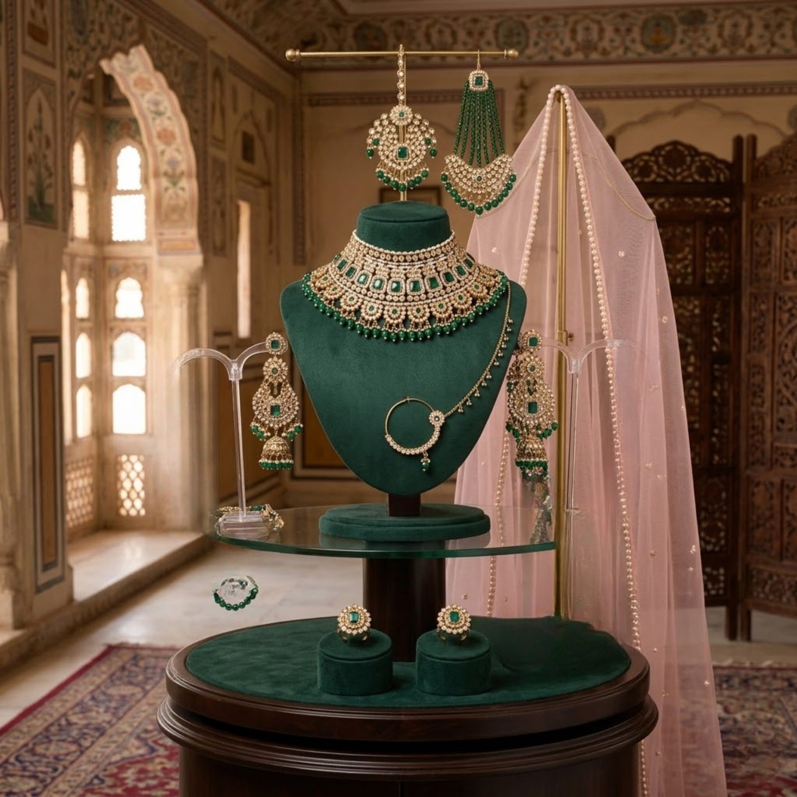 Empress Golden Emerald Mini Bridal Set - Image 2
