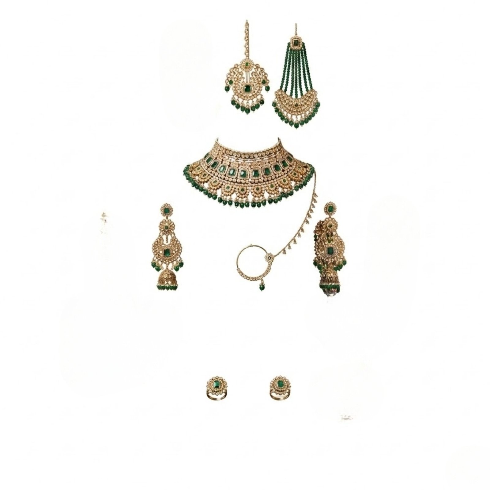 Empress Golden Emerald Mini Bridal Set - Image 3