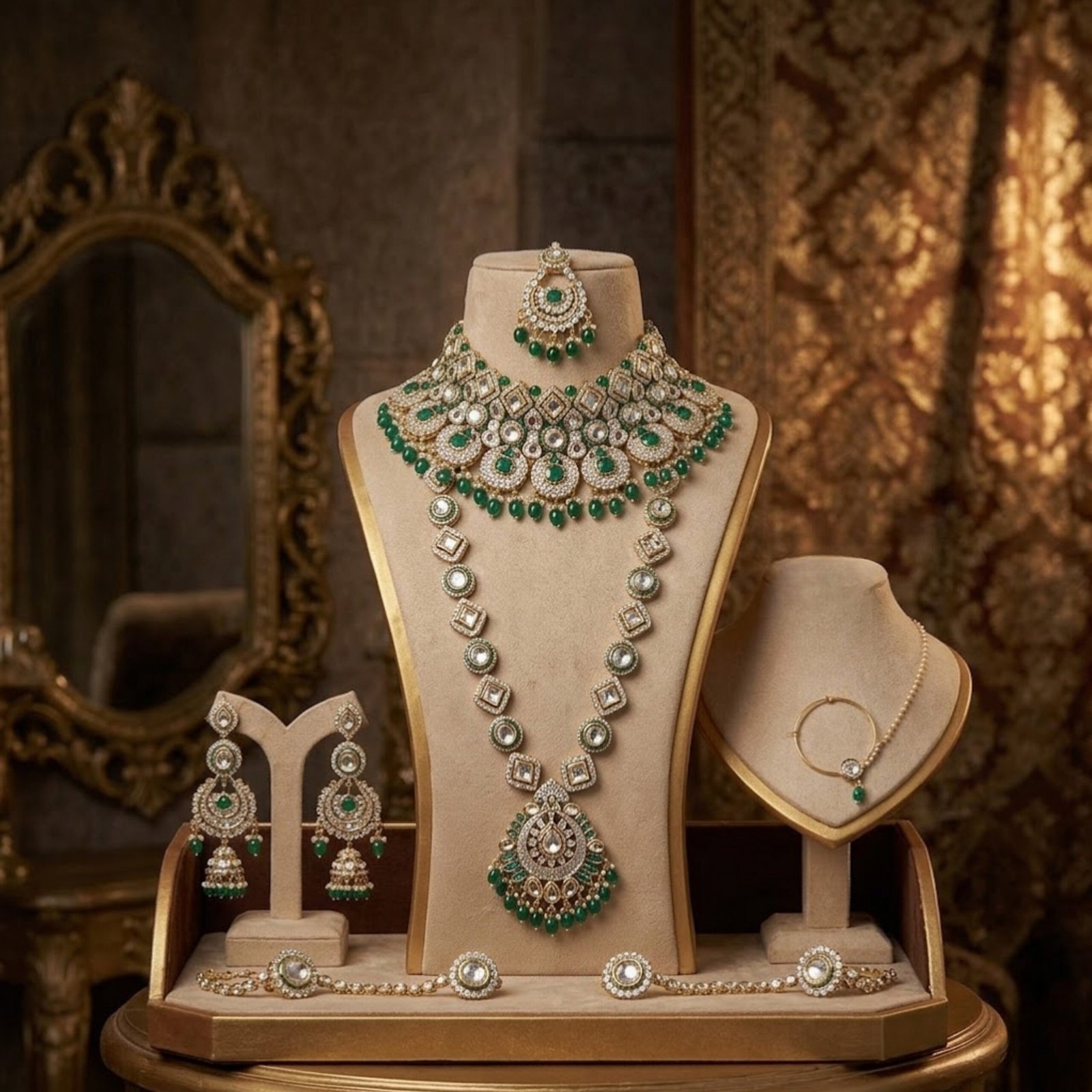 HMG Fashions Royal Shadow Stone Full Bridal Set - Image 2