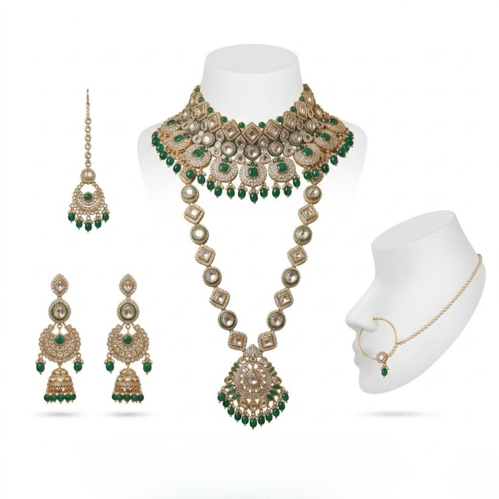 HMG Fashions Royal Shadow Stone Full Bridal Set - Image 3