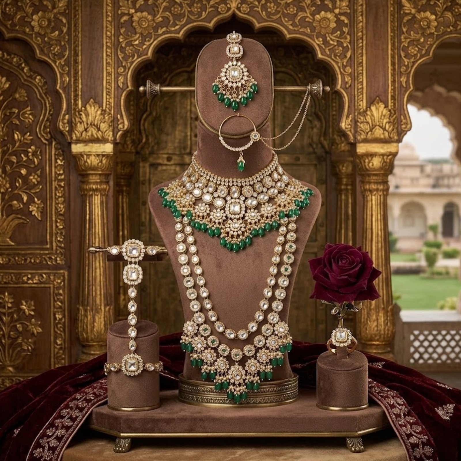 HMG Fashions Royal Shadow Stone Full Bridal Set - Image 2