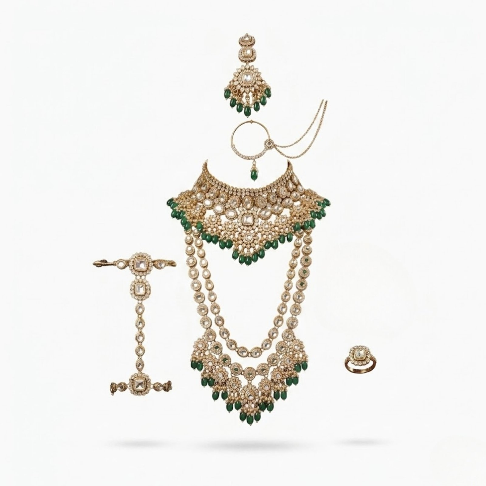 HMG Fashions Royal Shadow Stone Full Bridal Set - Image 3