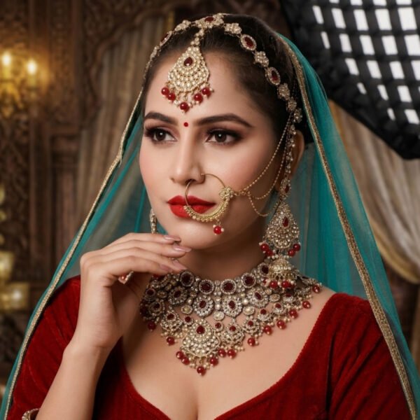 HMG Fashions Heritage Maroon & White Semi-Bridal Set