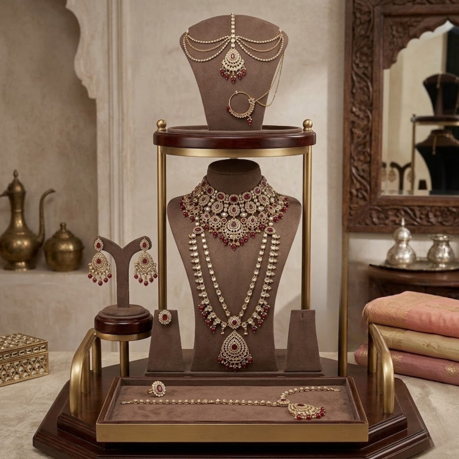 HMG Fashions Royal Shadow Stone Full Bridal Set - Image 2