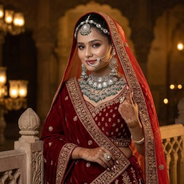 Emerald Elegance Semi-Bridal Jewellery Set